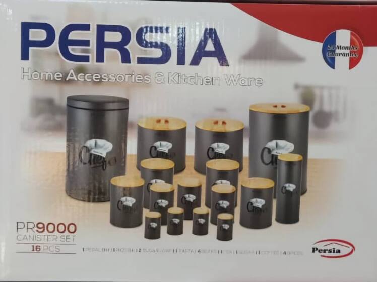 سرویس آشپزخانه 16 پارچه پرشیا مدل PR-9000 جنس بدنه ورق فلزی با رنگ پودری آیق بندی شده ، دارای درب چوبی مگنت دار